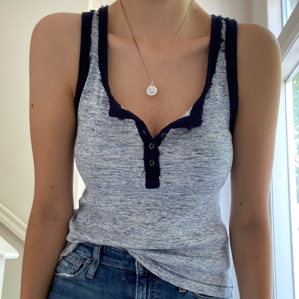 We the Free blue Henley tank top